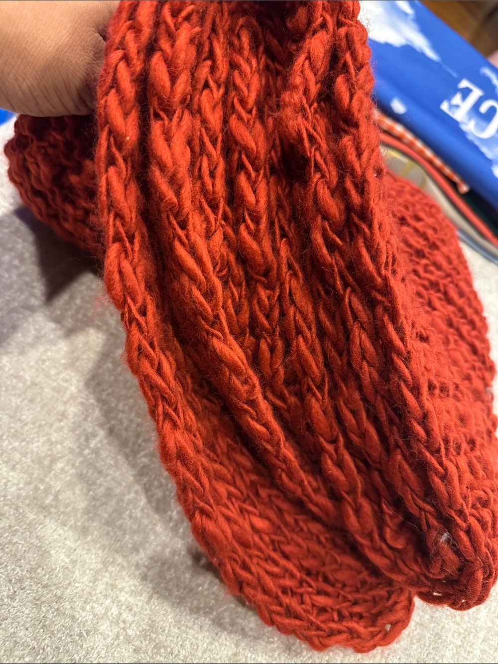 Zara Rust Red Textured Knit Scarf - Picture 7 of 7